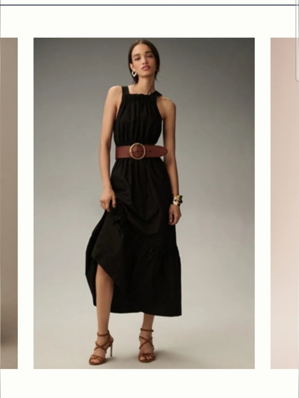 Anthropologie Black Tiered Maxi Sundress with Straps